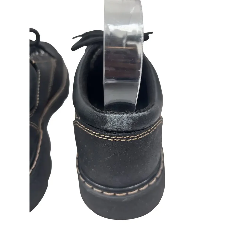 Skechers Parties - Mate Oxford Shoes Womens 8 Black Leather Lace Up Lug Sole Y2K